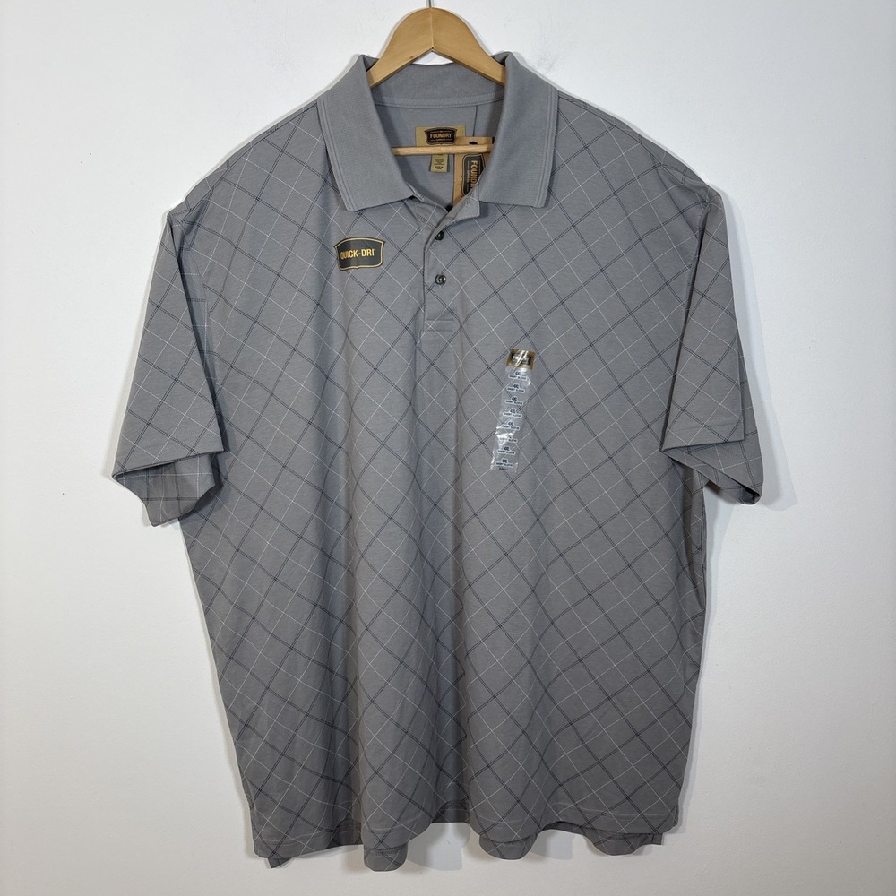 Foundry Quick Dri Performance Gray Short Sleeve Polo Golf Shirt 4XL Big & Tall